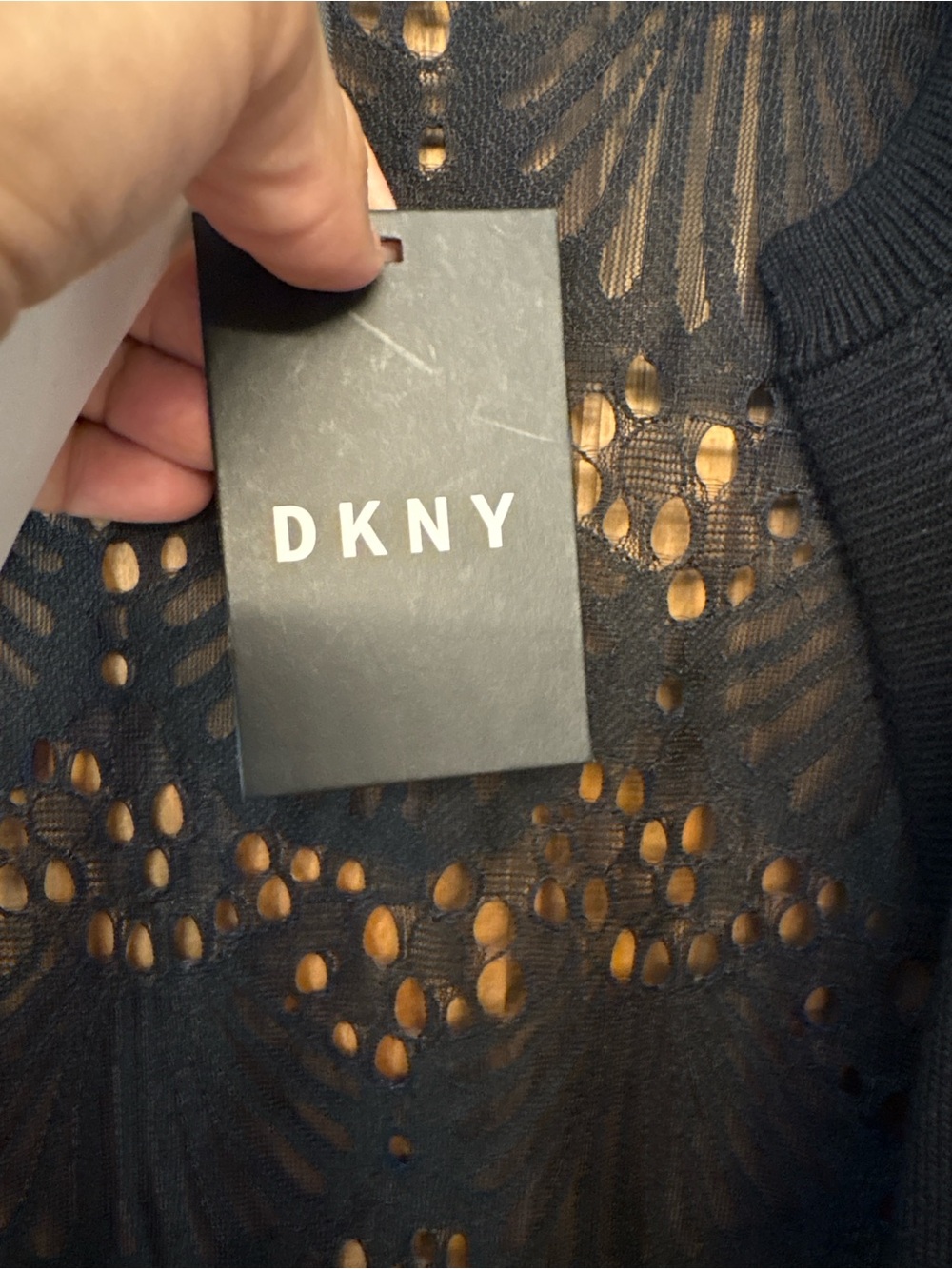 DKNY Black Lace Back Open Front Cardigan Sweater Size M NWT - Picture 6 of 8